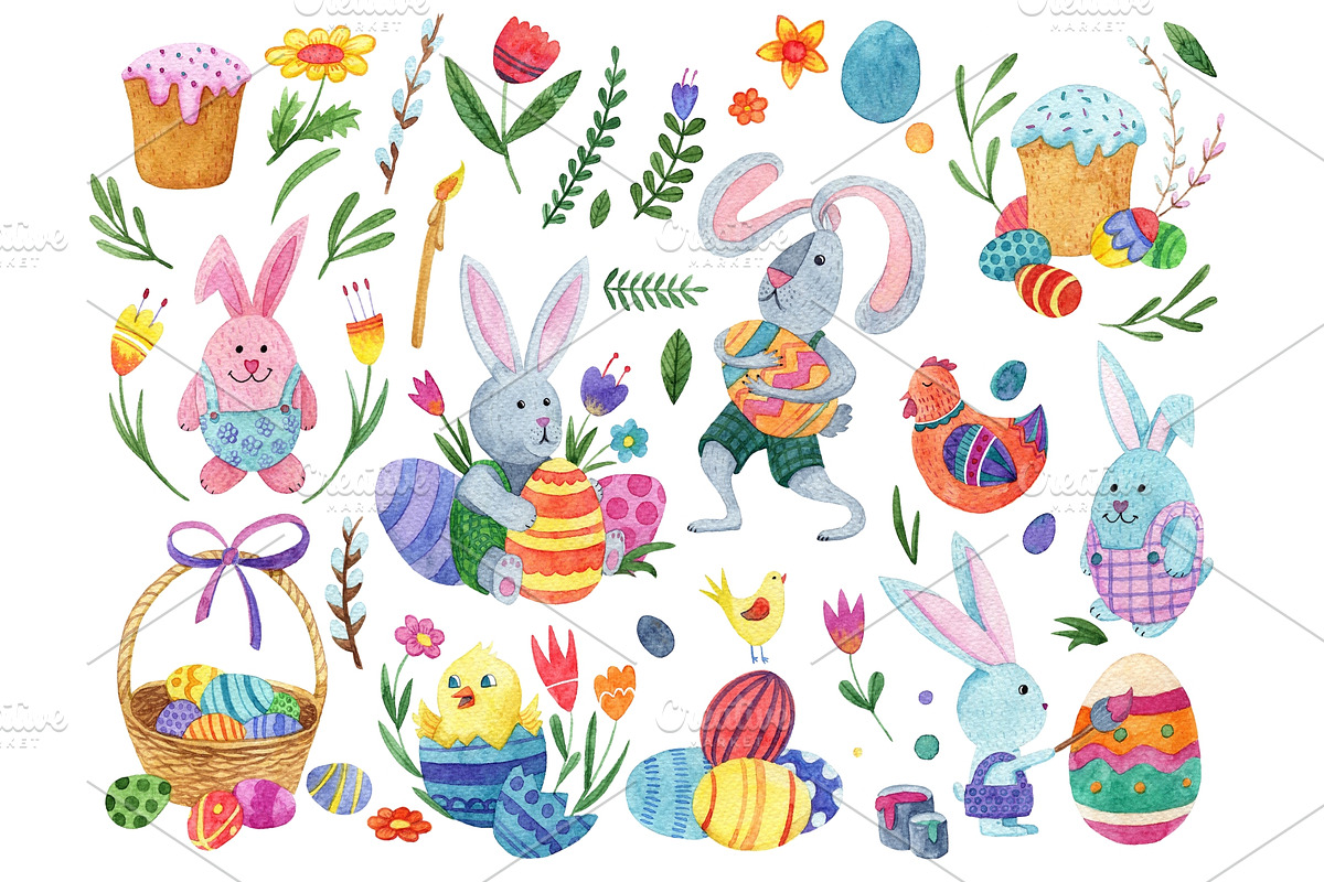 Watercolor bright Easter, a Food Illustration by Kattarina Po (Photo 2 of 9)