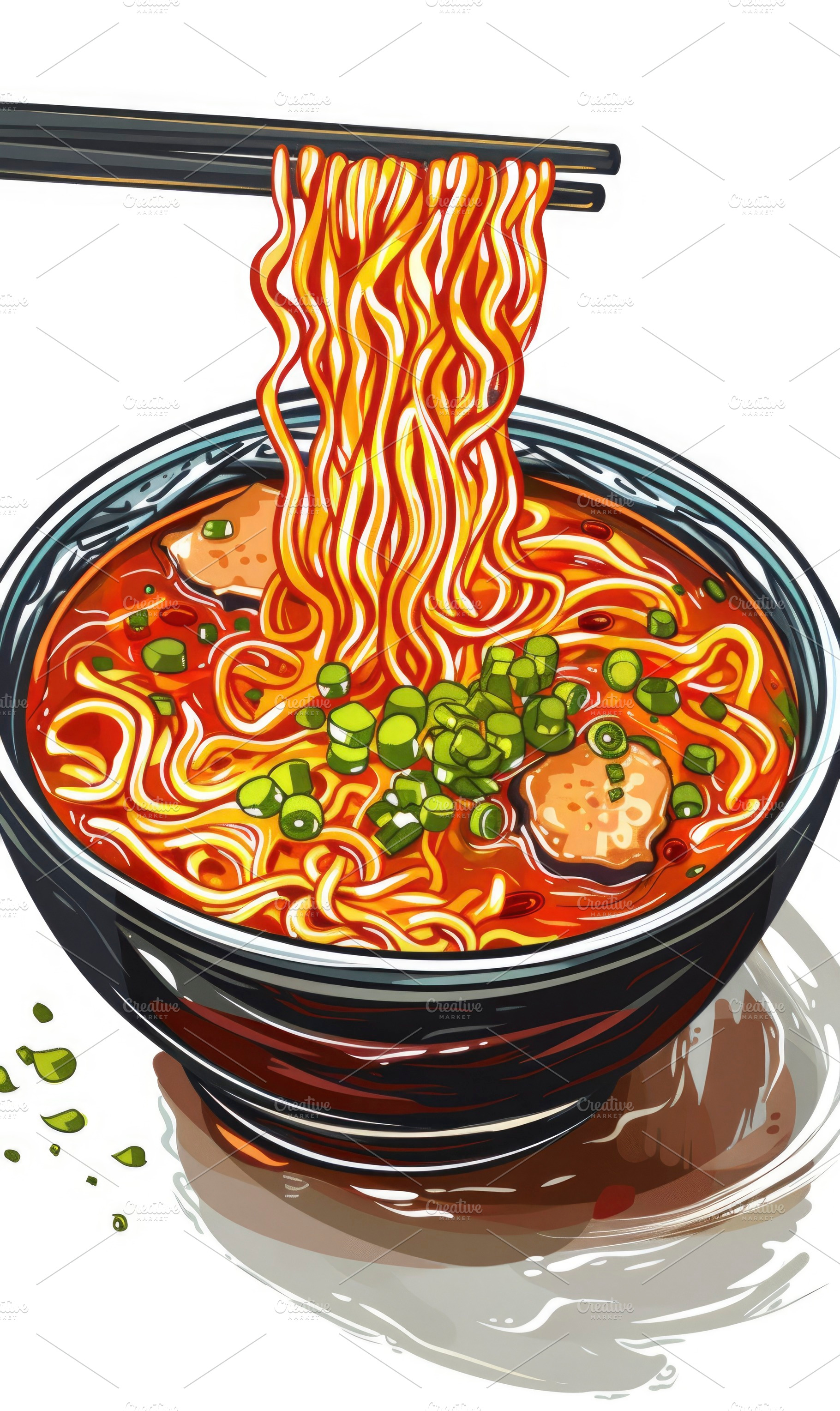 Vibrant artwork of a ramen bowl with, a Photo by LOGOCREATIVE