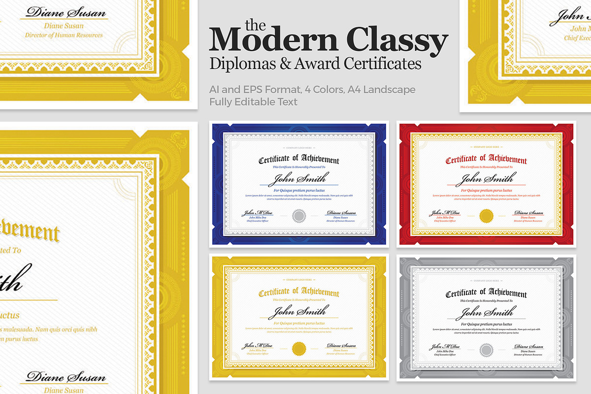 Modern Classy Diploma Certificate, a Stationery Template by bnrcreativelab (Photo 1 of 5)