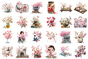 Japanese Blossom Floral Clipart, an Illustration by designcity5 (Thumbnail 2 of 5)