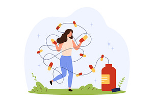 Female Drug Addiction Concept, an Object Illustration by Flashvector
