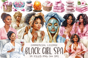 Black Girl Spa Day Clipart, an Illustration by OK Design