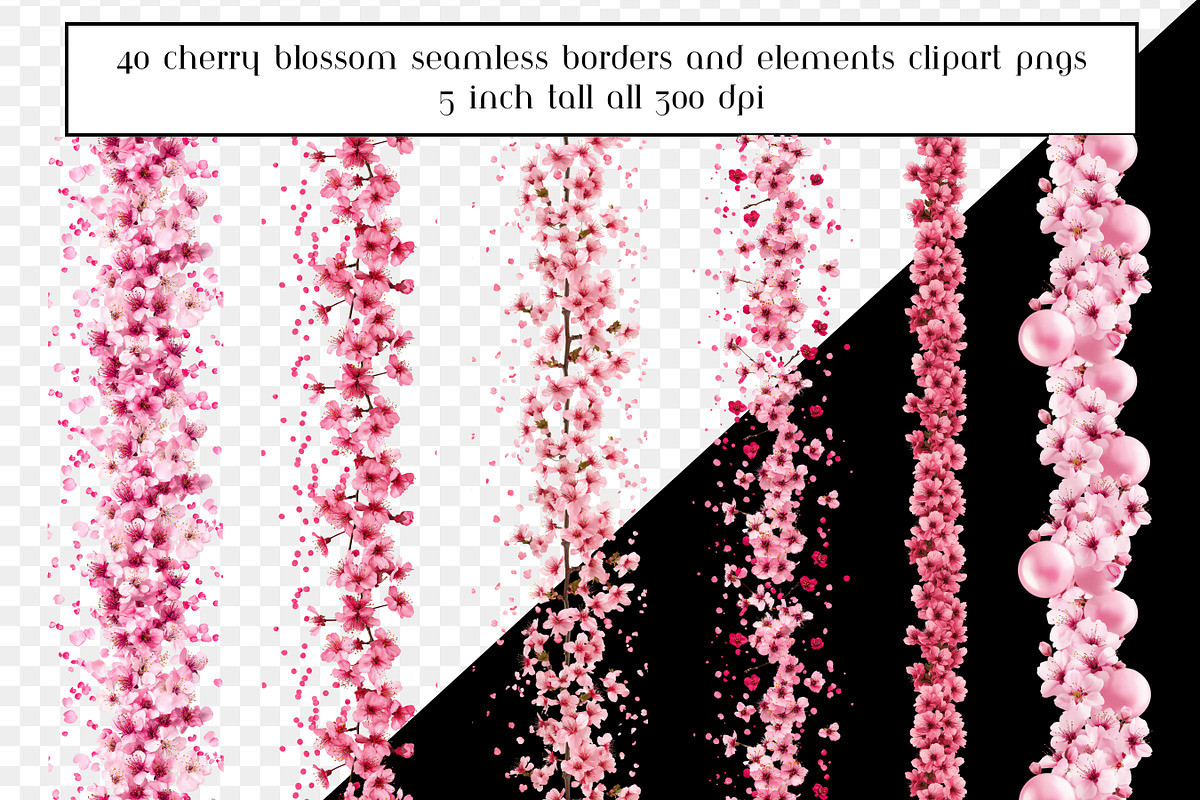 Cherry Blossom Seamless Borders, an Object Graphic by AllTheKewtClipart (Photo 5 of 10)