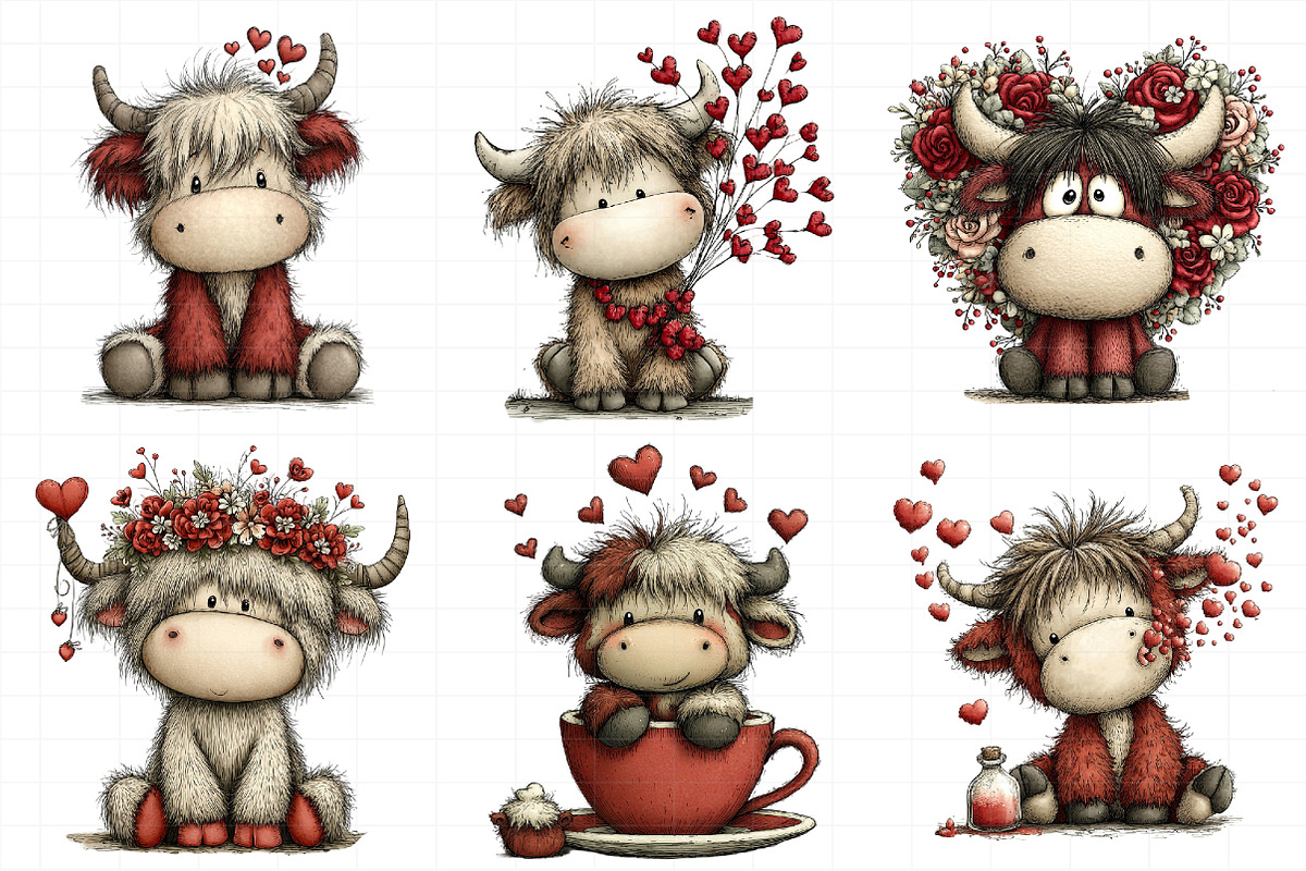 Valentine Highland Cow Png, an Illustration by Daily.Designs (Photo 4 of 8)