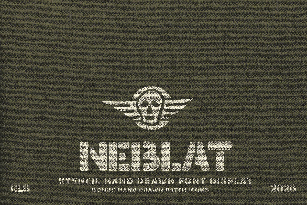 Neblat Stencil Font, a Handwritten Font by AROKA (Photo 1 of 6)
