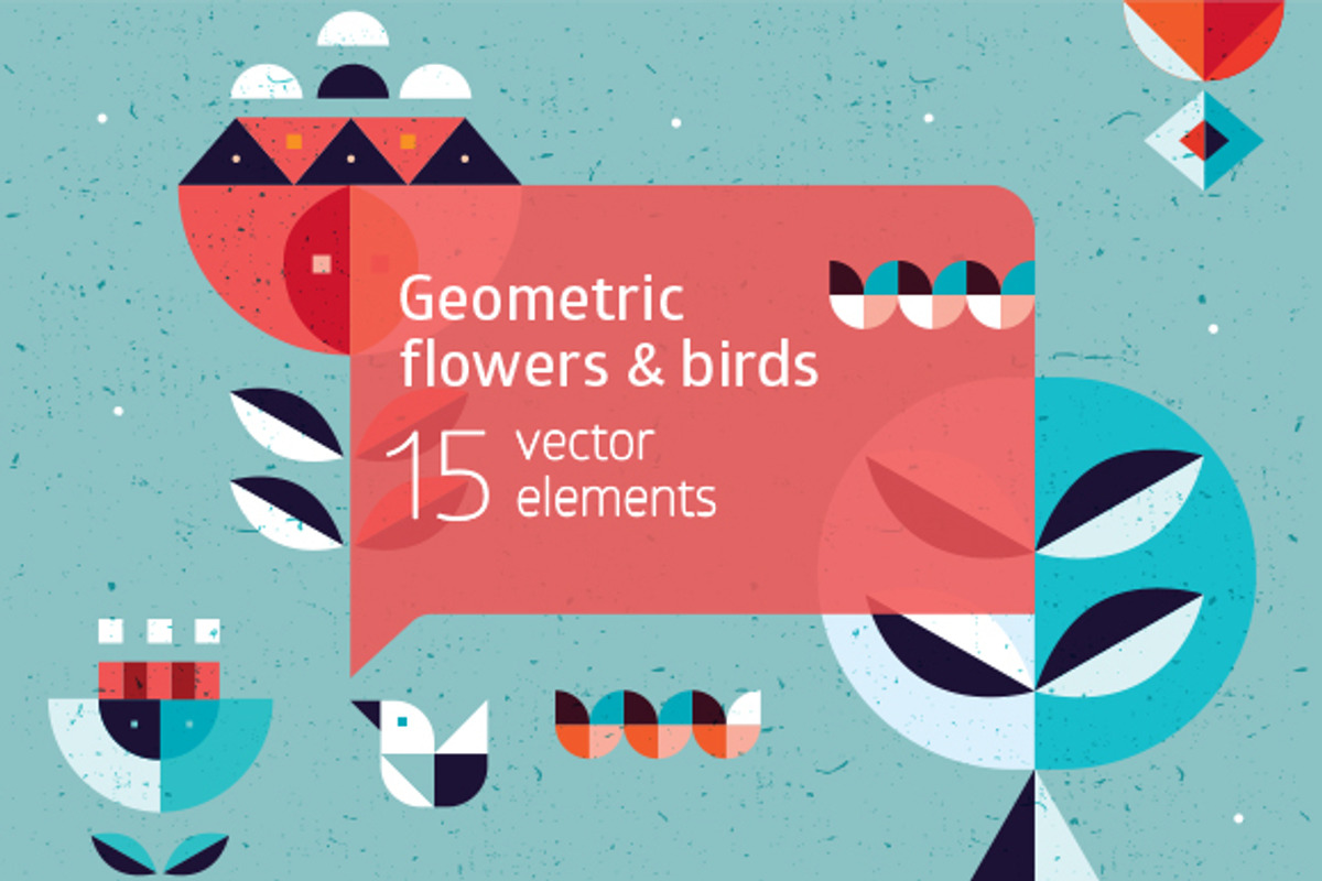 Geometric flowers & birds collection, an Object Graphic by sollia (Photo 1 of 3)