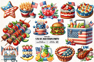 4th of July Foods Party Clipart, an Illustration by Pixels.Craft