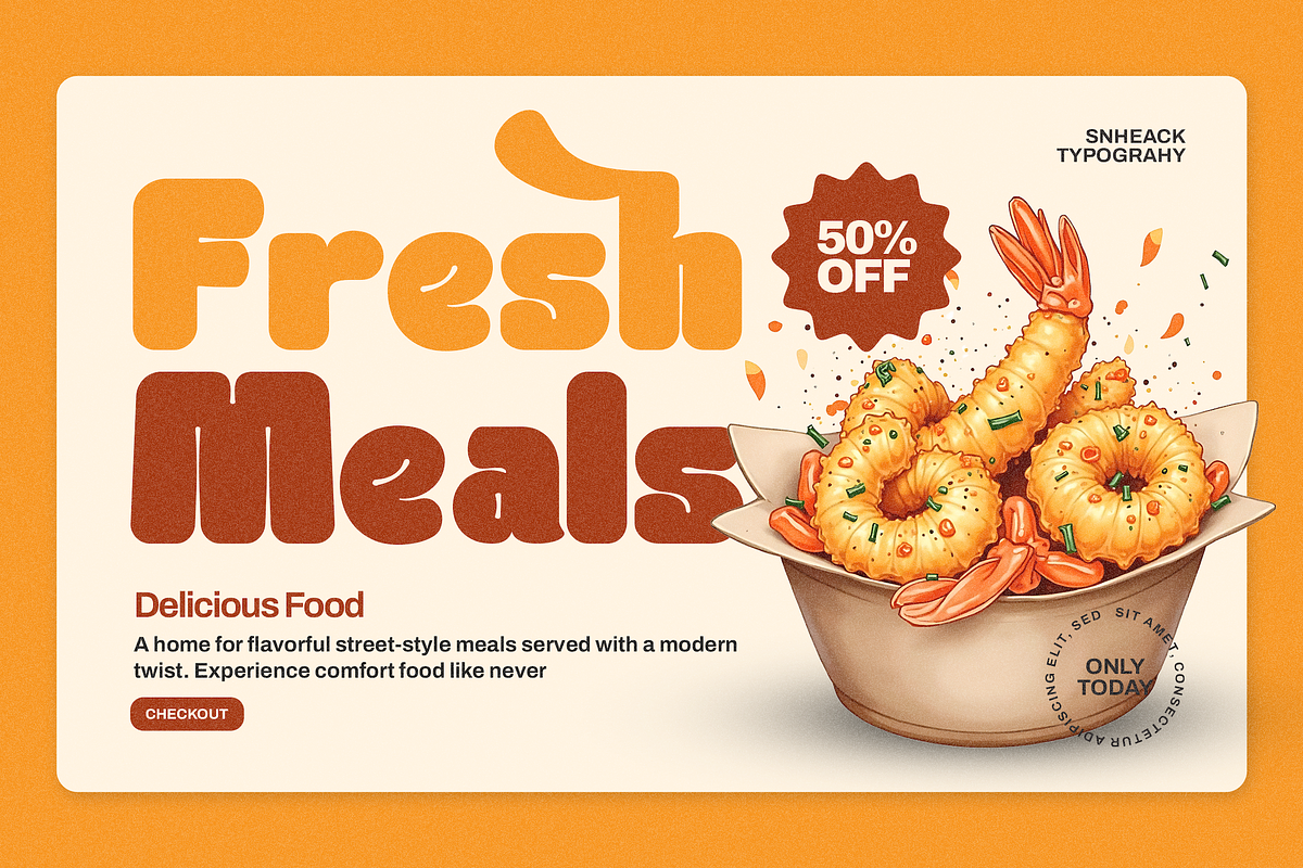 Snheack - Food Display Font, a Handwritten Font by PuriCreative (Photo 9 of 10)