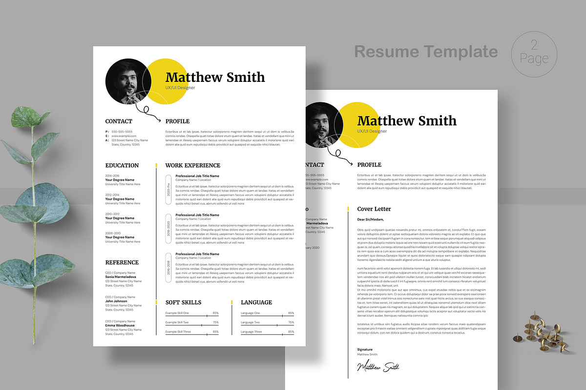 Modern Resume CV Template Design, a Resume Template by PixelStudio (Photo 2 of 7)