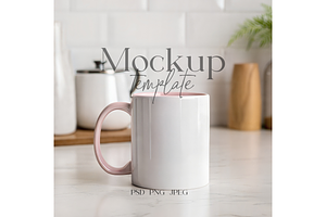 Pink Accent Mug Mockup PSD, a Product Mockup by MockupWizard