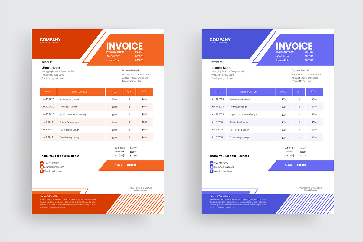 Professional Invoice Bundle, a Graphic by Jkgraphicclick (Photo 7 of 14)