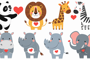 Set Of Vector Animal Couples Love