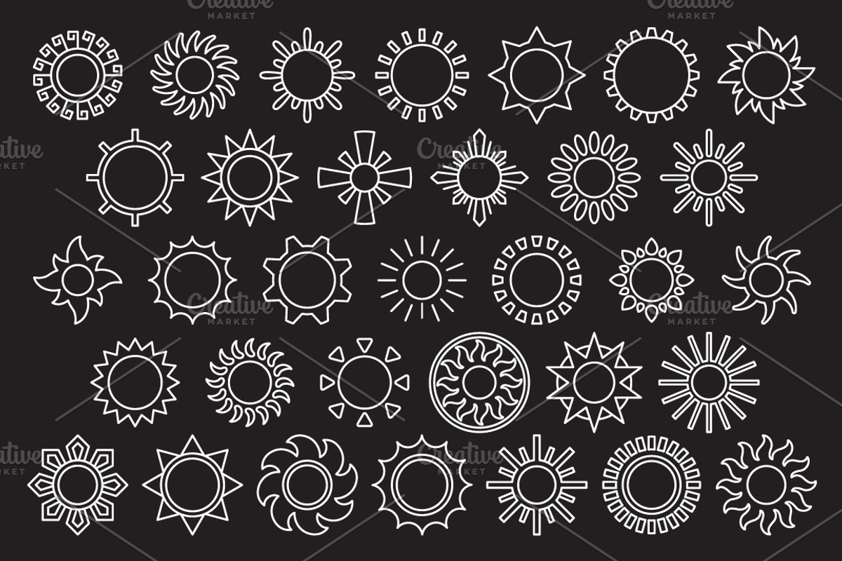 SUNS outline icons: 10 versions, an Outline Icon by beguima (Photo 11 of 11)
