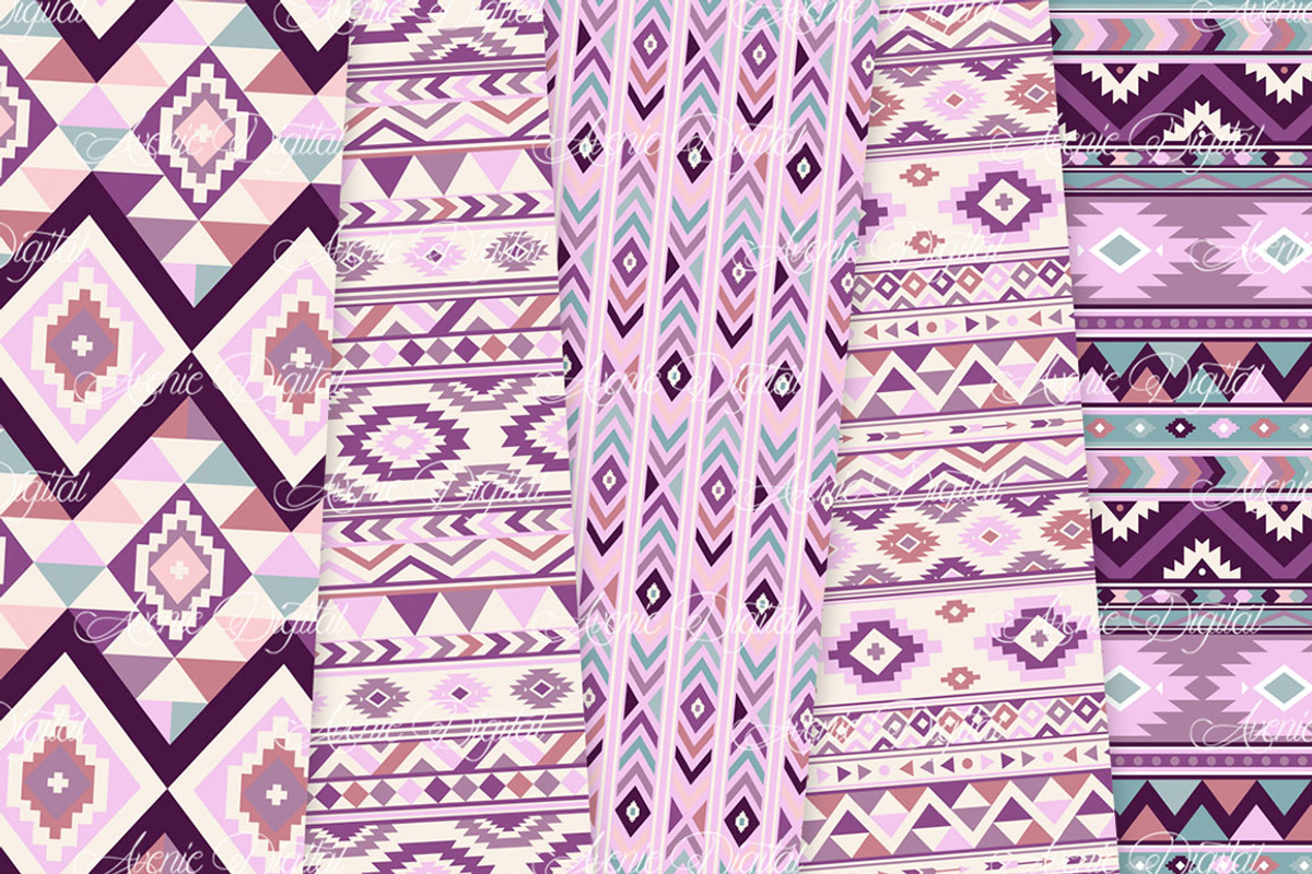 Purple Aztec Digital Paper, a Texture Graphic by Avenie Digital (Photo 4 of 4)