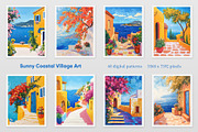 Sunny Coastal Village Art Collection, a Decorative Illustration by Housui Patterns (Thumbnail 2 of 9)