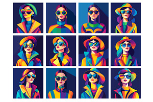 Cartoon woman portraits. Trendy, an Object Illustration by Stock-Smart-Start