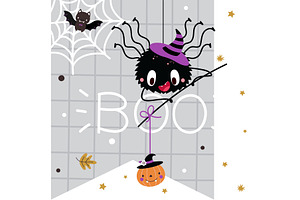 Spider halloween poster. Decorative, an Illustration by Valerie Bodnar