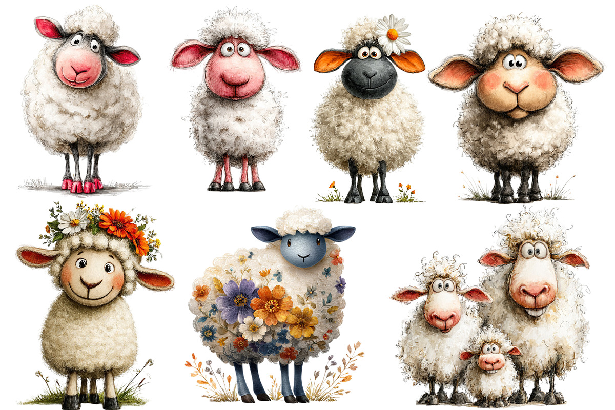 Quirky Sheep Clipart, an Illustration by Designworld (Photo 3 of 4)