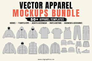 50+ Vector Apparel Mockups Bundle, a Hoody Mockup by S.i. Graphics