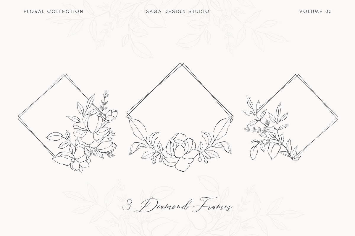 Handrawn Floral Bouquets and Frames, a Decorative Illustration by Saga Design Studio (Photo 5 of 9)