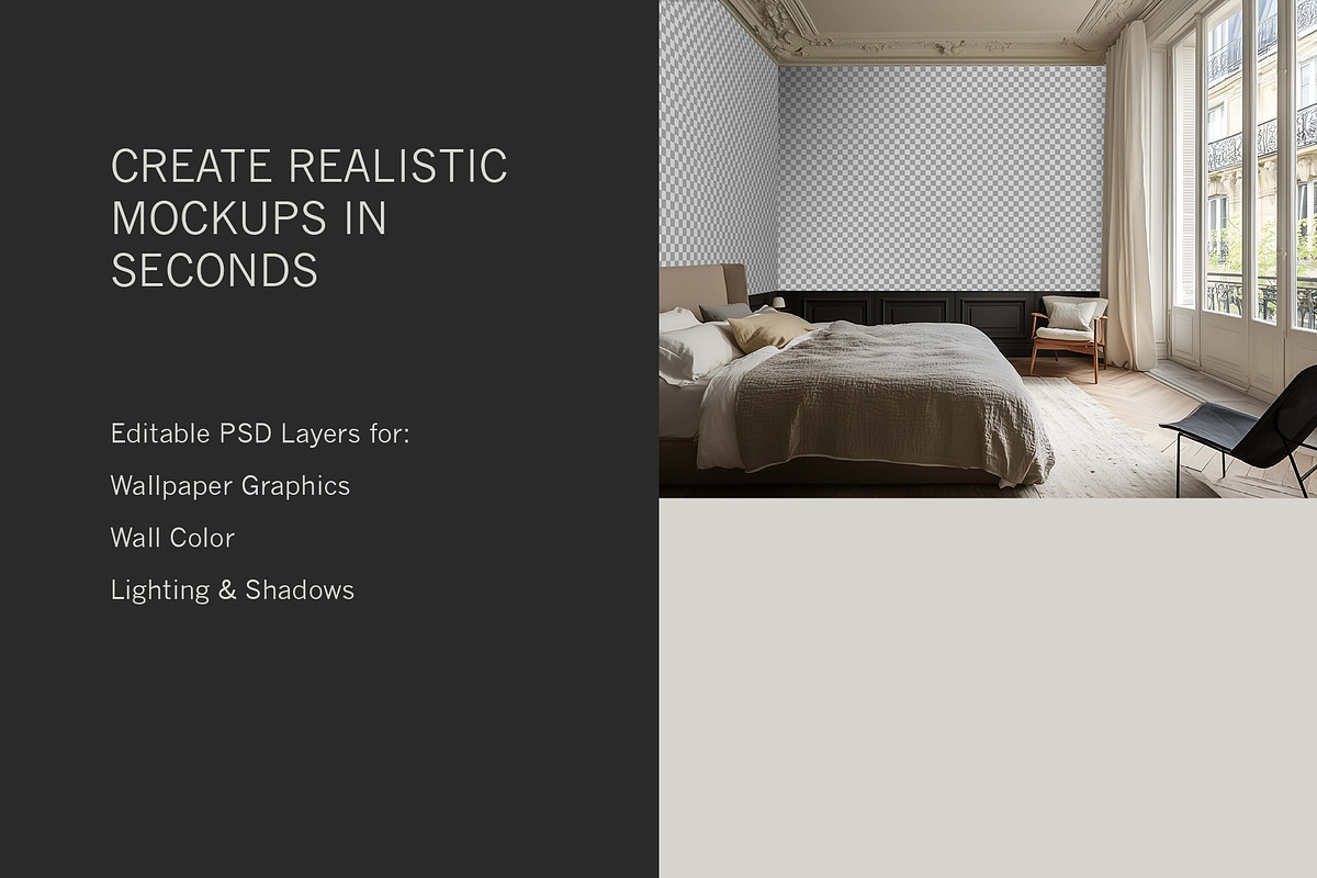 French Apartment: Bedroom Mockup 1, a Household Mockup by Blixa 6 Studios (Photo 3 of 7)