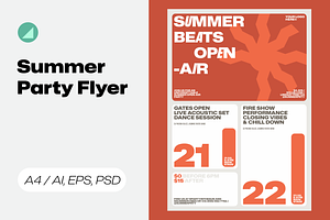 Summer Party Program Event Flyer, a Flyer Template by Danil Polshin