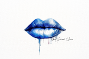 Glossy Blue Watercolor Lips, an Object Illustration by New-School-Wave (Thumbnail 4 of 5)