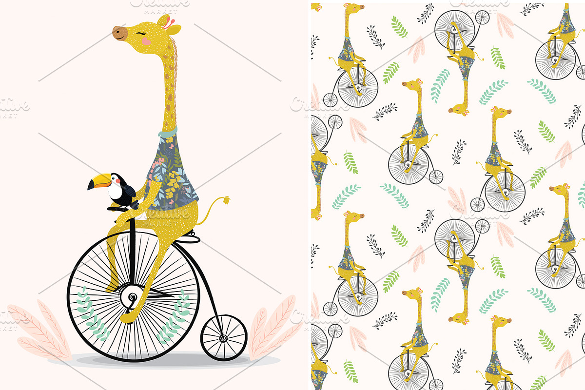 Cute giraffe vector.Animal pattern., an Animal Illustration by StudioLondon (Photo 2 of 4)