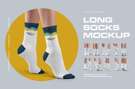 Mockups Long Socks on the Woman Legs, a Bottom Mockup by Grow Design Craft Studio
