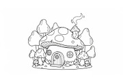 Whimsical Mushroom House Line Art bu, an Illustration by Designs_River (Thumbnail 30 of 51)