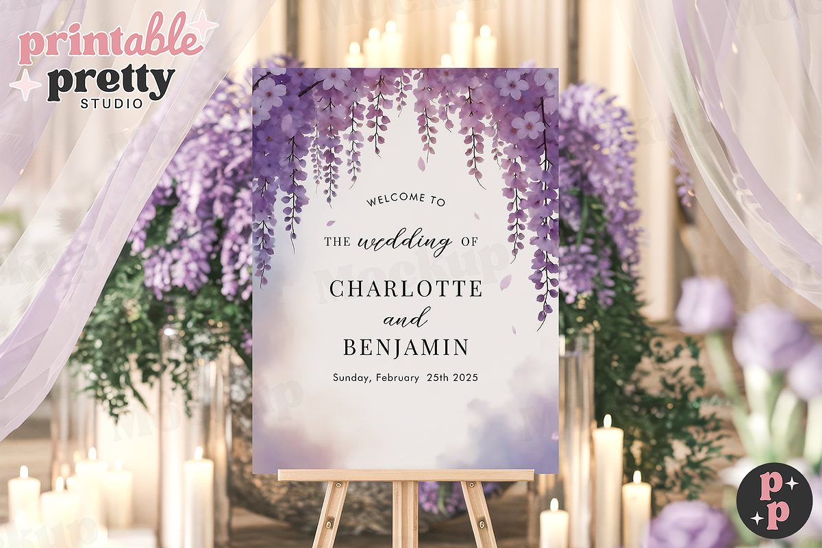 Wisteria PSD Wedding Sign Mockup, a Product Mockup by Printable Pretty Studio (Photo 3 of 5)