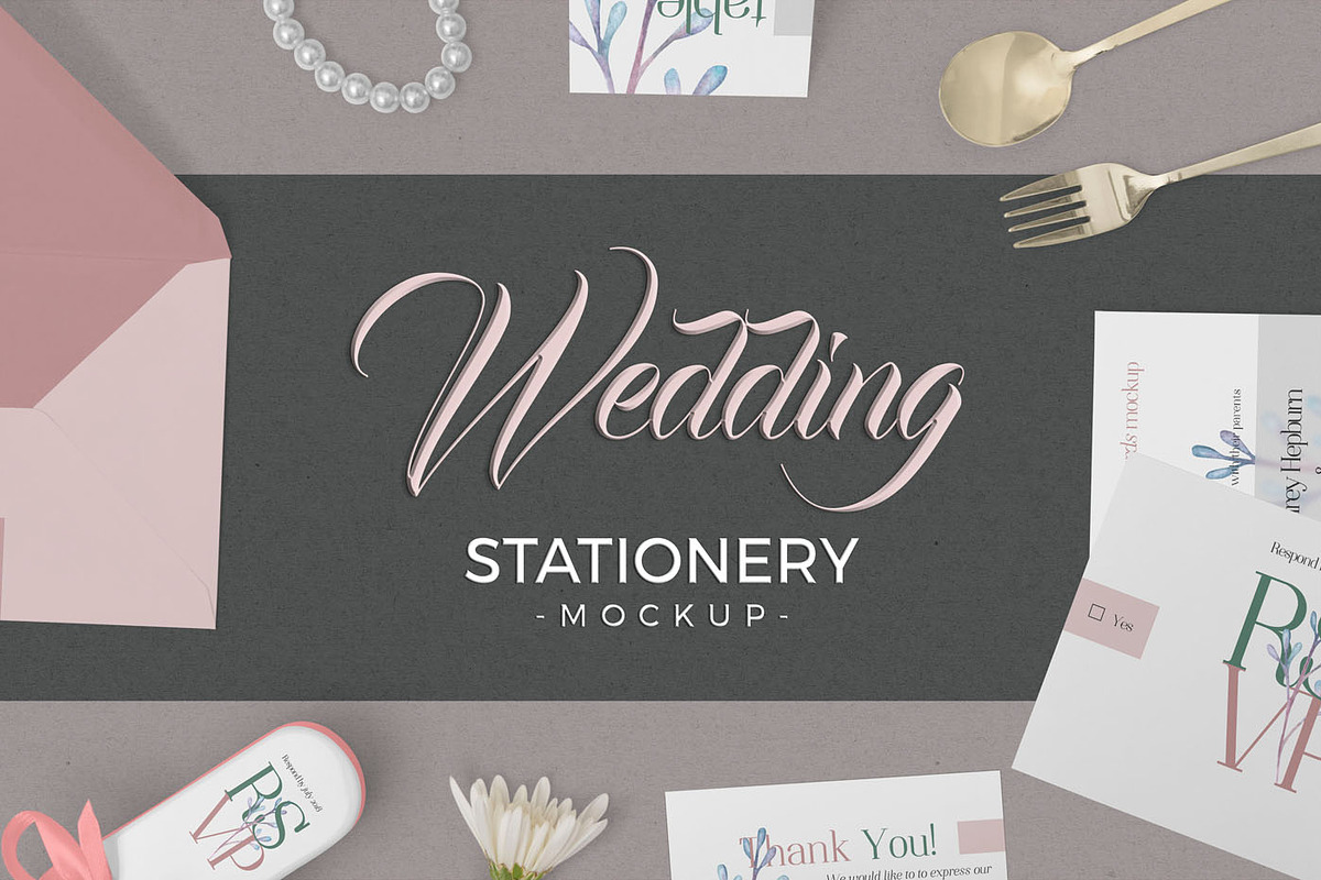 Elegant Wedding Stationery Mockups, an Invitation Template by ZippyPixels (Photo 1 of 5)