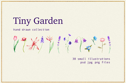 Tiny garden - hand drawn collection