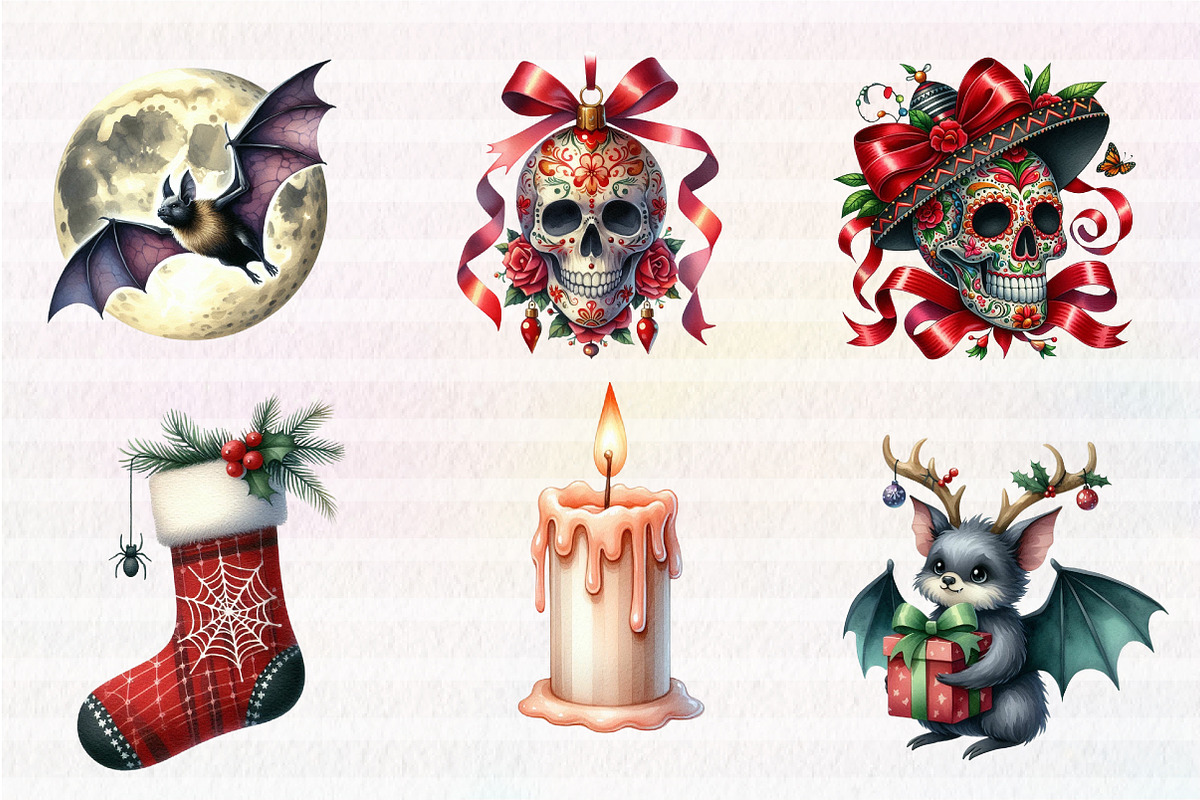 Goth Christmas Clipart, an Illustration by CreationArt (Photo 4 of 7)