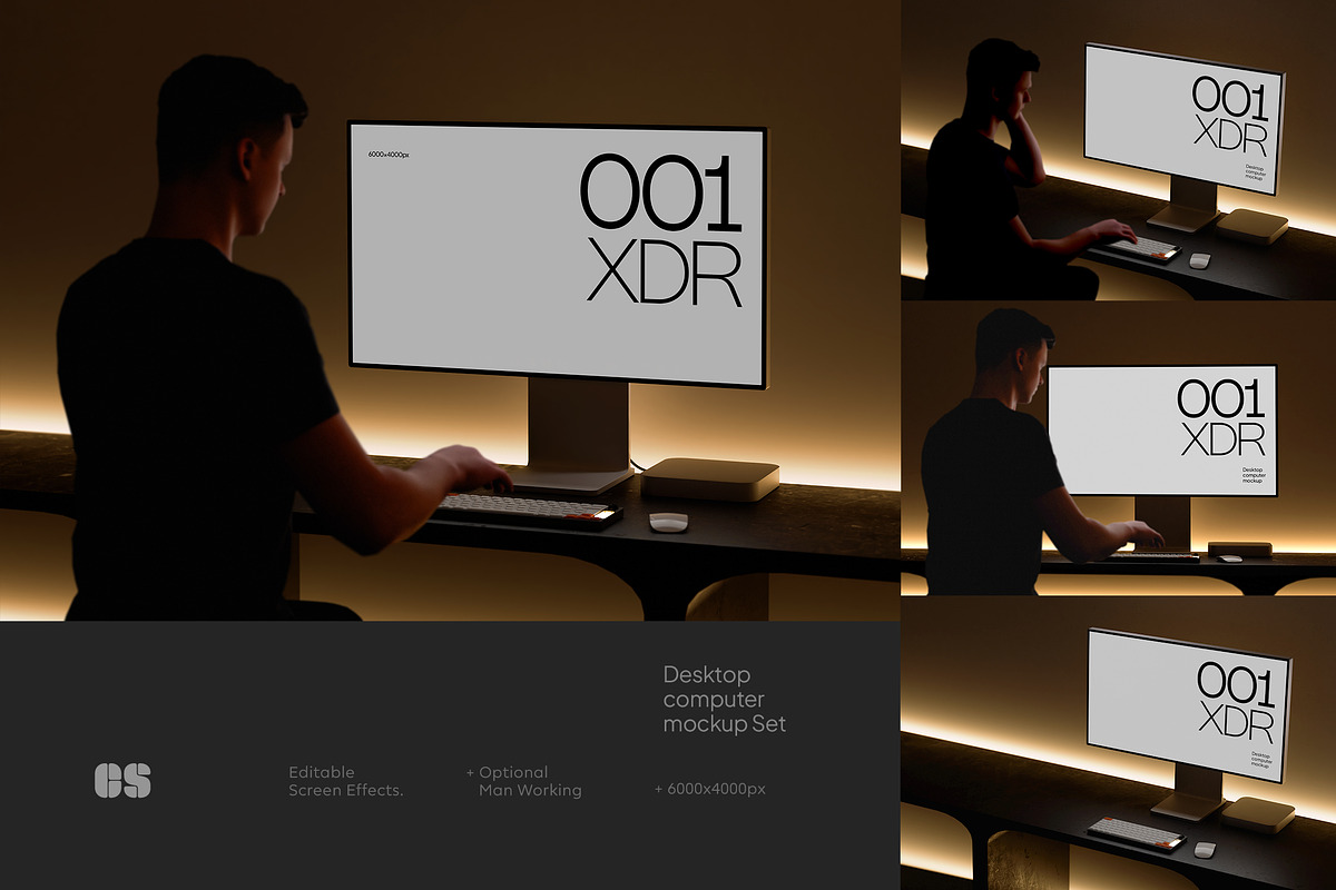 Desktop Computer Mockup Set Dark, a Device Mockup by Croma Studio (Photo 1 of 7)