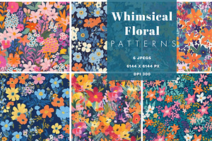 6 Whimsical Floral Seamless Patterns