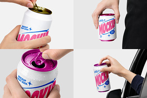 Realistic Beverage Can Mockup