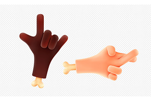 3d Render Hand Gestures Black And