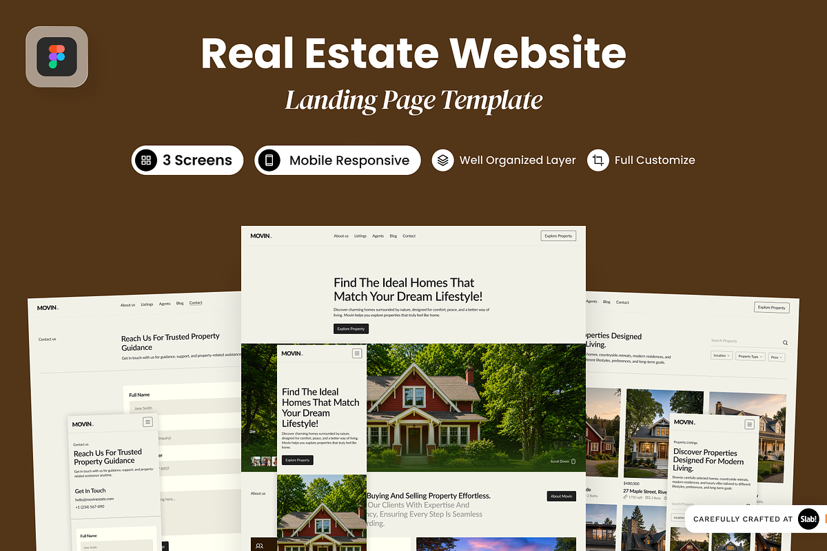 Movin - Real Estate Website, a Landing Page Template by SLAB! Design (Photo 1 of 5)