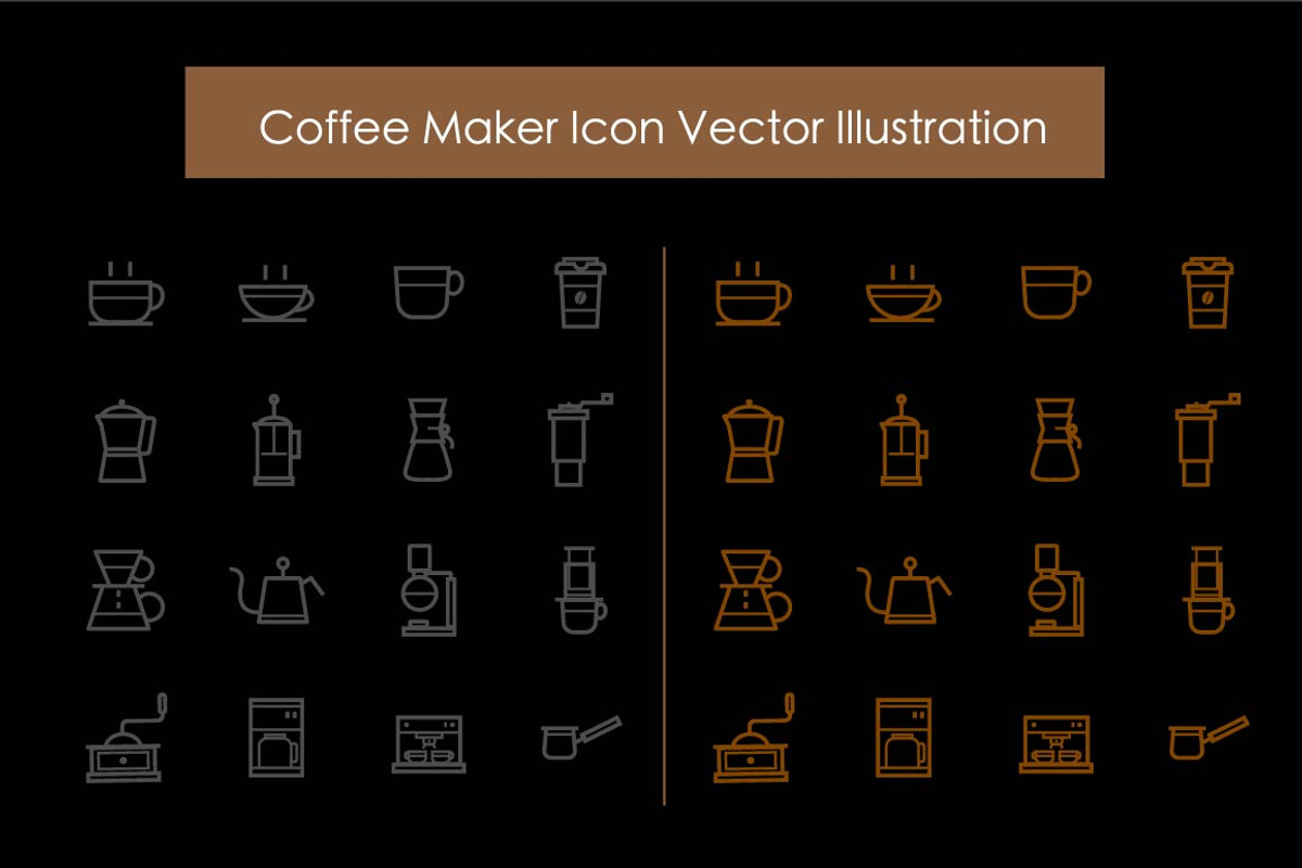 Coffee and Coffee Maker Icon, an Outline Icon by Karawan (Photo 2 of 3)
