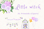 Little witch - Halloween clipart, a Decorative Illustration by heyiamalice (Thumbnail 4 of 13)