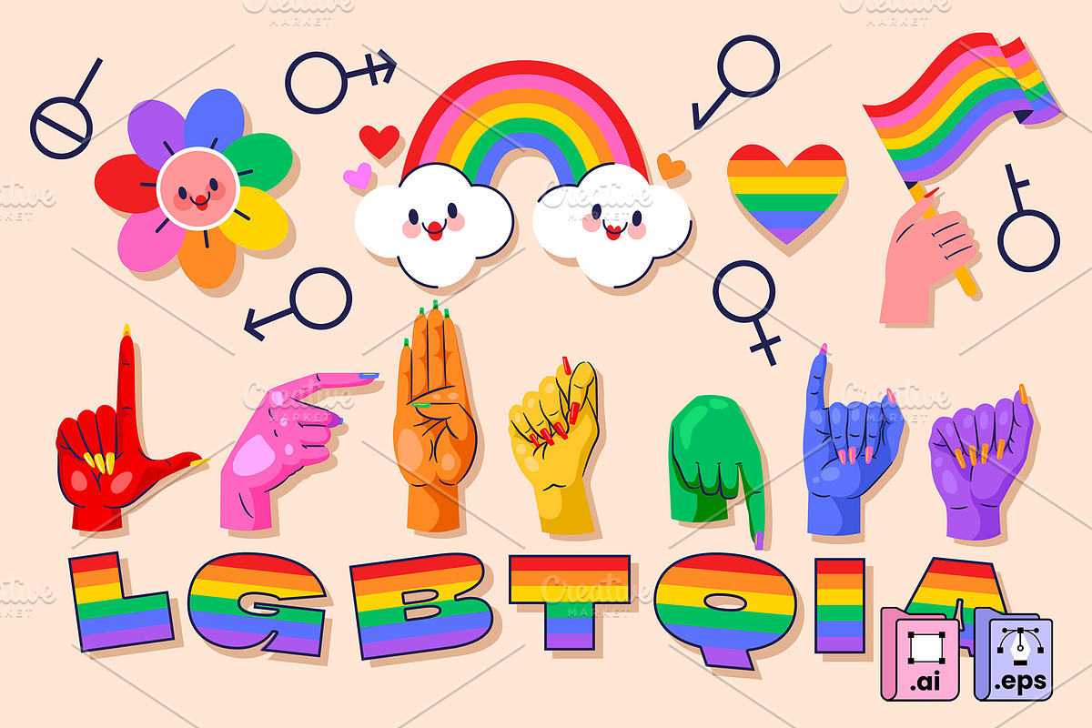 Colorful LGBTQIA Pride Elements, an Object Graphic by MISS CHATZ (Photo 2 of 3)