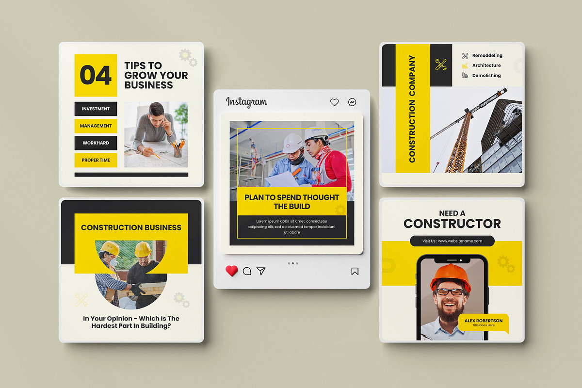 Construction Social Media Canva, a Social Media Template by Pixelpick (Photo 3 of 5)