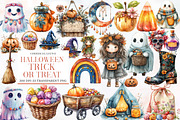 Boho Halloween Trick or Treat Clipar, an Illustration by Designworld (Thumbnail 1 of 5)