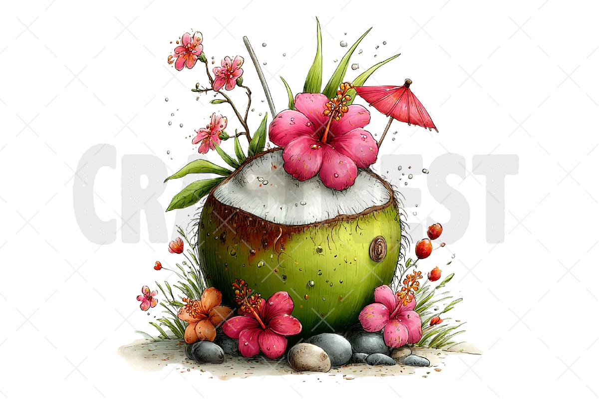 Whimsical Tropical Drink Clipart, an Illustration by Craft Nest (Photo 11 of 12)
