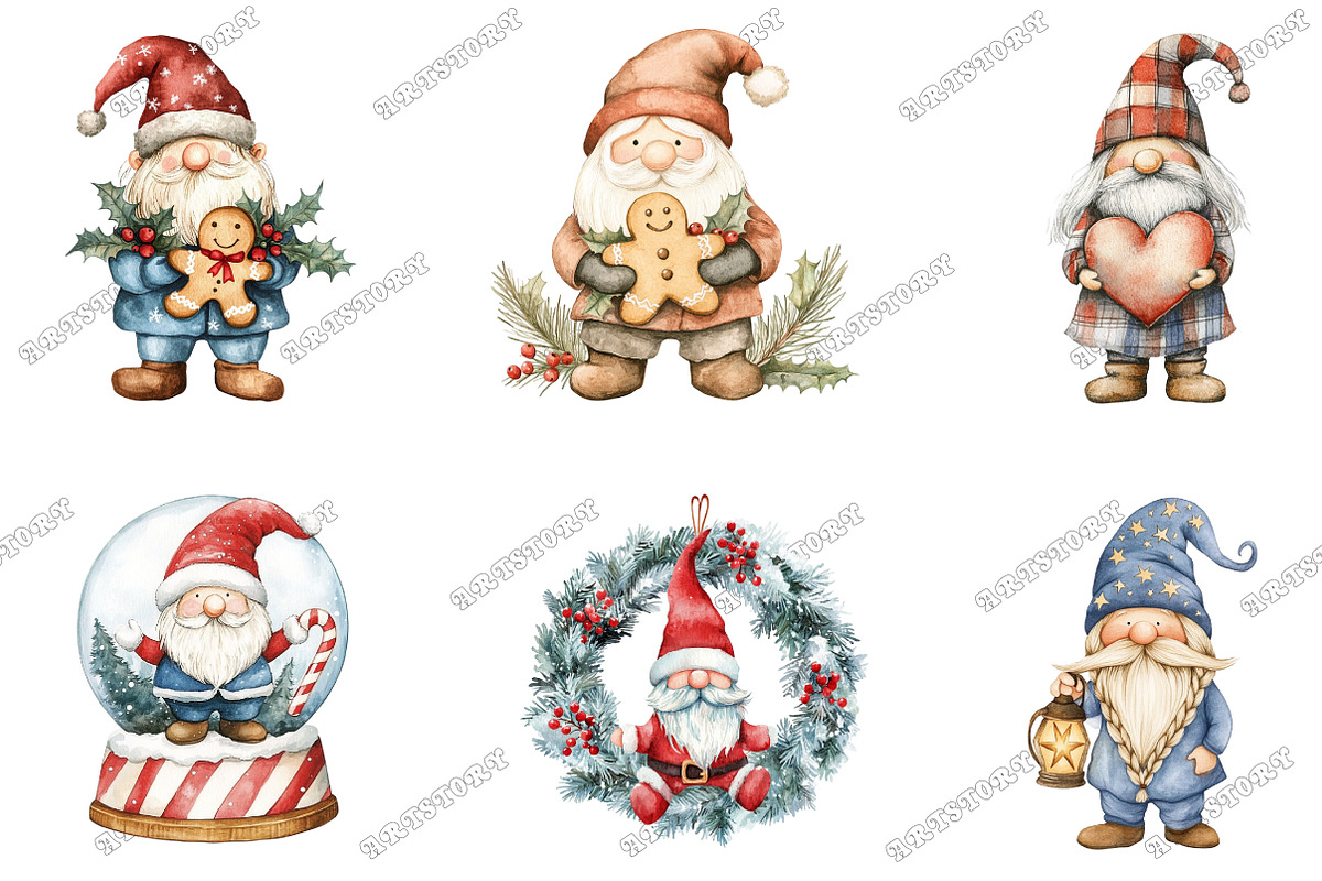 Winter Christmas Gnome Clipart PNG, an Illustration by designcity5 (Photo 3 of 5)