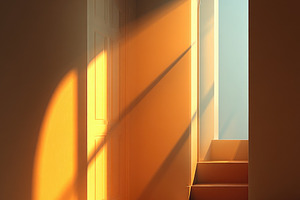 Warm Minimal Interior with Arched Window and Sunlight Shadows, a Background Photo by José Manuel Gelpi