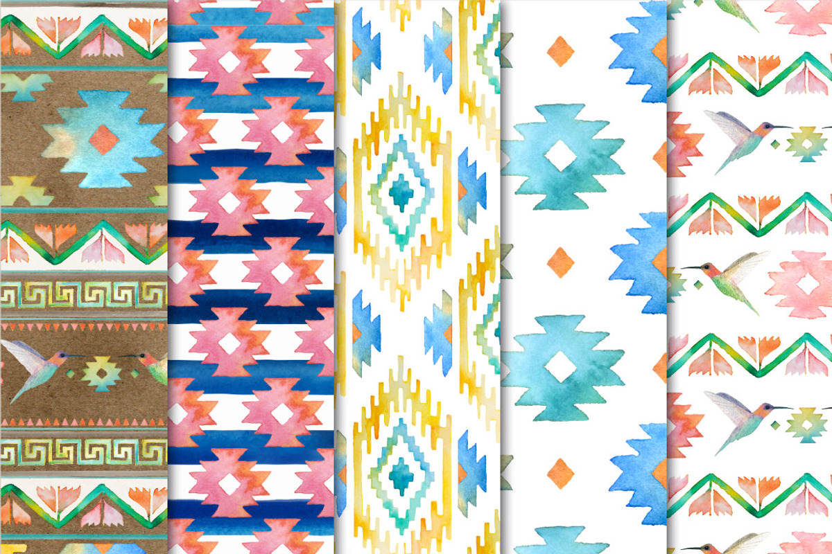 Digital Papers Watercolor Navajo 01, a Pattern Graphic by Maishop