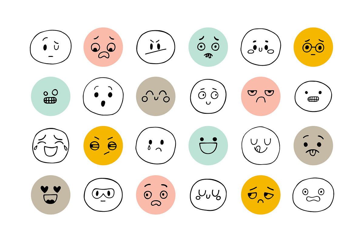 Set of smiley faces. Emoji. Smile!, a Person Illustration by Helen Sko (Photo 2 of 8)