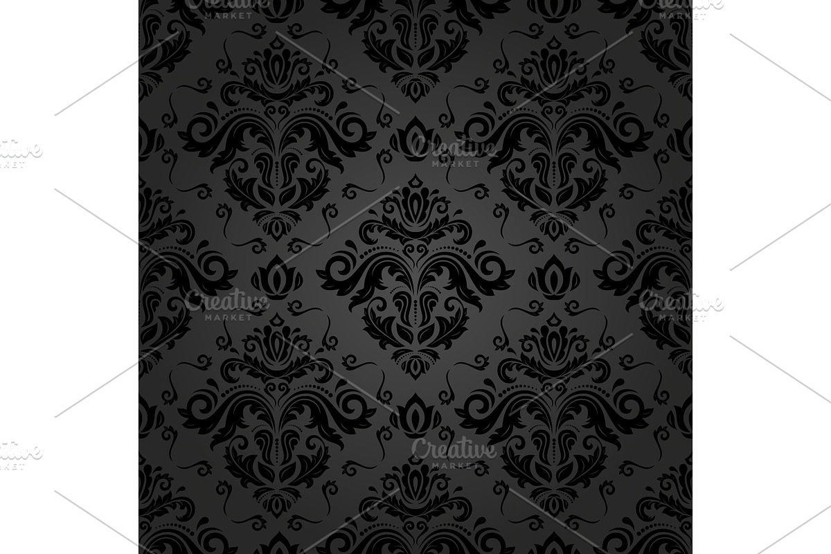 Damask Seamless Vector Black Pattern, a Decorative Illustration by FineArtStudio (Photo 1 of 3)